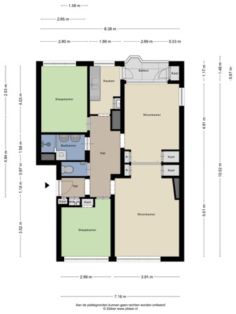 Floorplan - Groen van Prinstererlaan 15, 2555 HJ Den Haag